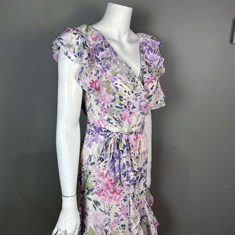 Lauren Ralph Lauren Maxi Dress Size 0 Ruffle Floral Cottagecore Feminine NWT - Picture 3 of 16